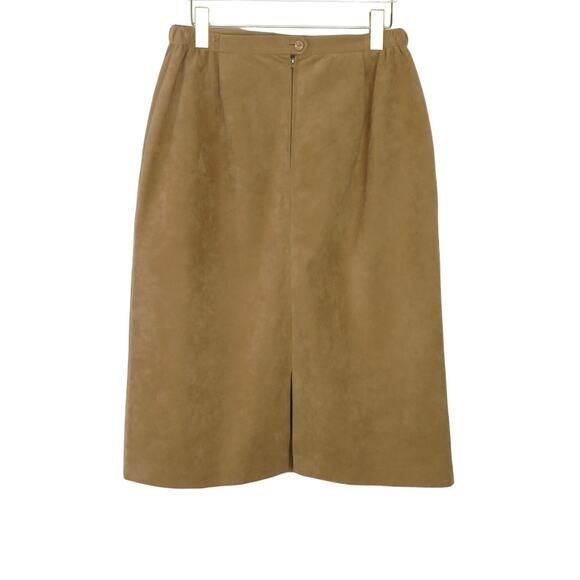 Vintage Lilli Ann Collections Union Made Tan High Rise Tan Suede Midi Skirt 29" - Picture 3 of 4